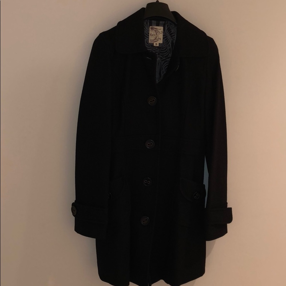 Black wool lined winter coat